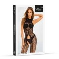 Bodystocking SOFTLINE COLLECTION – elastyczny, czarny, koronkowy wzór, One Size