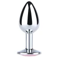Butt Plug Srebrny Mały z Niebieskim Diamentem, 7 cm długości, 2,8 cm szerokości