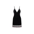 Koszulka i stringi OBSESSIVE Vanessme, L/XL, regulowane ramiączka, koronka, czarna