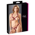 Biustonosz otwarty COTTELLI LINGERIE RED, koronka, metalowe pierścienie, S/M