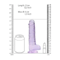 Dildo REALROCK CRYSTAL CLEAR 20 cm, z jądrami, przyssawka, wodoodporny