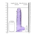 Dildo REALROCK CRYSTAL CLEAR 23 cm, różowy, przyssawka, wodoodporny, bez ftalanów