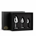 Korek analny zestaw Silver PLUG – stal nierdzewna, 3 rozmiary, kryształowa baza
