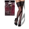 Pończochy Czarne L/XL KISS ME, z koronkowym wykończeniem i elastycznym pasem.