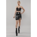 Skirt DEMONIQ – czarne elastyczne PVC, modelujące talię i biodra, ozdobne wycięcie