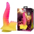Dildo Power Monsters Flamebeast - 22,5 cm, żłobiony, silikon medyczny, z przyssawką