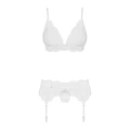 Komplet bielizny OBSESSIVE, 3-częściowy, L/XL, koronkowe zdobienia, biały