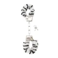 Kajdanki futrzane - Zebra, wygodne, z przyciskiem uwalniającym, idealne do zabawy