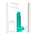 Dildo REALROCK CRYSTAL CLEAR 21 cm, realistyczne jądra, przyssawka, bez ftalanów