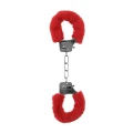 Kajdanki Furry - Red - 29 cm długości, z faux fur i ze stali, komfortowe unieruchomienie
