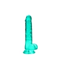 Dildo REALROCK CRYSTAL CLEAR 19 cm, z realistycznymi jądrami, wodoodporny, bez ftalanów