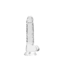 Dildo 7" REALROCK CRYSTAL CLEAR - realistyczne jądra, przyssawka, wodoodporny