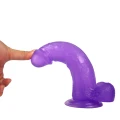 Dildo - Duże Zakrzywione TPE 20 cm, Przyssawka, Fioletowe, Realistyczne Wykończenie