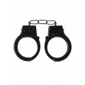 Kajdanki dla poczatkujących - metalowe, czarne, z przyciskiem awaryjnym