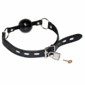 Knebel do bondage, Uniseks, średnica 4 cm, czarny, z elementami metalowymi
