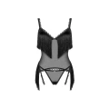 Gorset OBSESSIVE Sherila M/L, regulowane ramiączka, przezroczysty czarny materiał