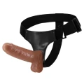 Dildo z pasem BAILE BW-022064Z, 6.2'', Żyłkowany, Wibracja, Jasnobrązowy