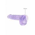 Dildo REALROCK Crystal Clear 17 cm, realistyczne jądra, przyssawka, bez ftalanów