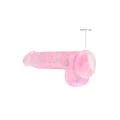 Dildo REALROCK z realistycznymi jądrami, długość 17 cm, przezroczyste wykończenie