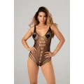 Body siateczkowe Amorelie - czarne, elastyczne, efektywny wzór, wycięty tył