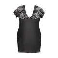 Halka nocna ANAIS PLUS SIZE, czarna XXL+, koronkowe rękawki, zmysłowy dekolt
