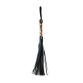 Flogger BDSM - stylowy wzór panterki, długość 45 cm, skóra PU i metal bez niklu