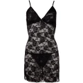 Negliż koronkowy COTTELLI LINGERIE czarny z ozdobną tasiemką, L, elegancki i zmysłowy