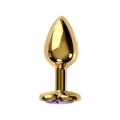 Plug analny TOYFA, metalowy, złoty z purpurowym kryształem, 7 cm, Ø 2,7 cm