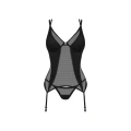 Gorset OBSESSIVE Nesari, z regulowanymi ramiączkami, fiszbinami, czarny, XS/S