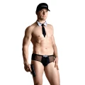 Strój karnawałowy – Policja XL, SOFTLINE COLLECTION, siateczkowe slipy, kołnierzyk, czapka