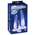 Dildo Crystal Clear, zestaw 3 szt. - PVC, średnice 2.3-4.4 cm, przyssawka