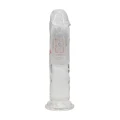 Dildo RealRock - 15 cm, wibracyjne, przezroczyste, mocna przyssawka, skórzanopodobne