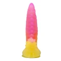 Dildo Power Monsters Flamebeast - 22,5 cm, żłobiony, silikon medyczny, z przyssawką