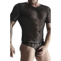 T-shirt męski REGNES FETISH PLANET, elastyczna siateczka, przezroczystość, serek