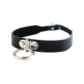 Obroża regulowana z O-ringiem, ekoskóra PU, metalowa, elegancka do bondage
