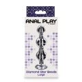 Zatyczka analna TOYJOY Diamond Star Beads, 13.4 cm, z klejnotem, srebrna