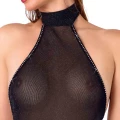 Kombinezon Noir Handmade, transparentny, z odkrytymi ramionami, połyskujący
