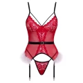 Gorset basque COTTELLI LINGERIE, czerwień, koronka, regulowane ramiączka