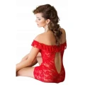 Koszulka nocna SOFTLINE COLLECTION, koronkowa, zmysłowa, z wycięciem łezka, czerwona