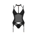 Gorset z fiszbinami OBSESSIVE Brasica XS/S, regulowane ramiączka, biżuteryjne zapięcie