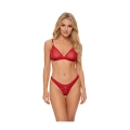 Bielizna DEMONIQ — czerwony komplet, siateczka transparentna, serduszka, regulowane ramiączka