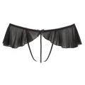 Stringi ouvert COTTELLI LINGERIE z falbankami, 90% poliamid, 10% elastan, czarny naszyjnik