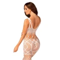 Bodystocking OBSESSIVE G330, elastyczna siateczka, seksowny dekolt, otwarty krok