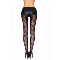 Legginsy wetlook Camiri, tiulowe wstawki, czarne, rozmiar S, wygodne w noszeniu