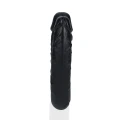 Dildo podwójne U kształt RealRock 12,7 cm, realistyczne żyłki, PVC, czarne