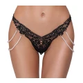 Stringi koronkowe COTTELLI LINGERIE z perłowymi łańcuchami, M/L, elastyczne, haftowane