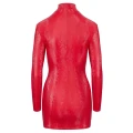 Sukienka obcisła COTTELLI LINGERIE, skóra węża, długie rękawy, czerwony
