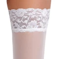 Podkolanówki COTTELLI LINGERIE białe z koronką 9 cm, przyklejane silikonem, 20 den