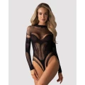 Bodystocking OBSESSIVE B135 – elastyczny, geometryczne zdobienia, wycięcie na plecach