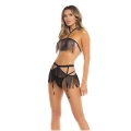 Bielizna erotyczna René Rofé Tassel 3‑cz. z frędzlami i siateczką, M/L
